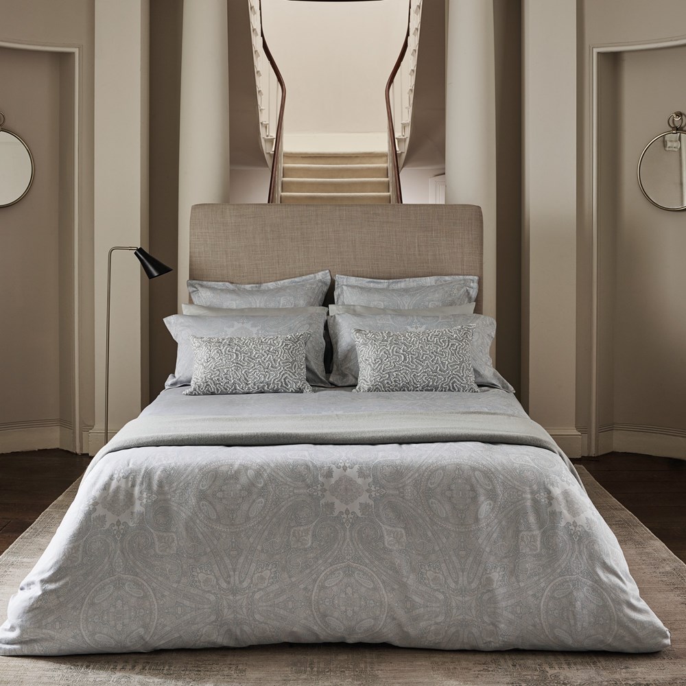 Elswick Paisley Bedding by Zoffany in Quartz Grey Silver